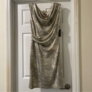 Vince Camuto Metallic Gold Midi Dress
